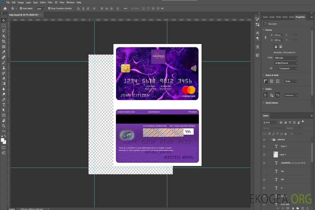 Carte Mastercard de la Banque Laos Indochina template Carte Mastercard de la Banque Laos Indochina template